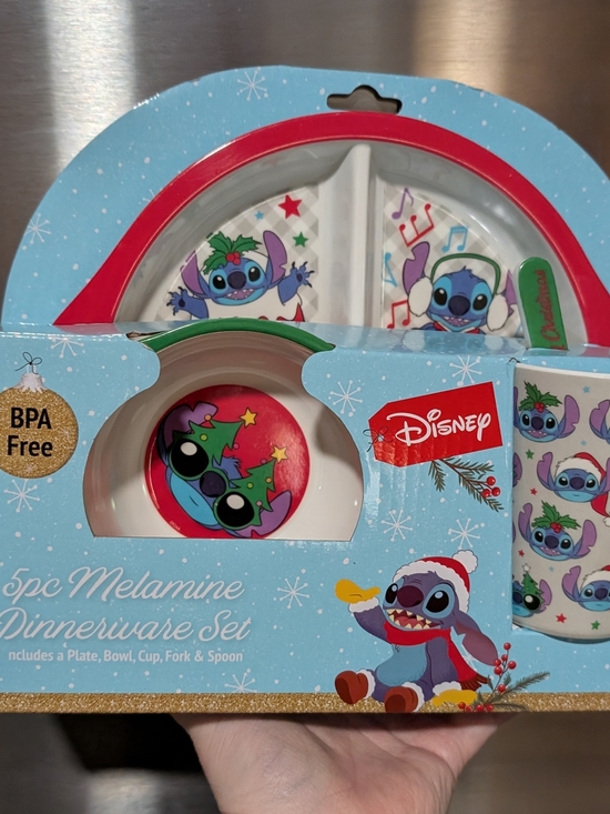 Disney Other - Disney Stitch Holiday 5-Piece Melamine Dinner Set - NWT